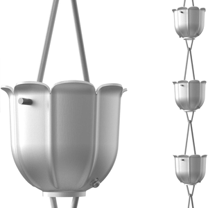 Custom Dark Rust Rain Chain Gutter Downspout Metal Ornament Garden Fabricado India Exportado Productor Hecho Cobre Inoxidable - Product Image 2