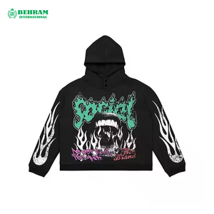 Vente en gros de pulls 100% coton 380-480gsm de haute qualité couleur unie sweats à capuche et sweat-shirts pour hommes sérigraphiés sweats à capuche lavés à l'acide - Product Image 3