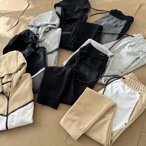 Nouveau 2024 Logo personnalisé privé lourd 100% coton à manches longues Street Sweat Suit à capuche Zip deux pièces doux Jogger ensembles hommes - Product Image 2