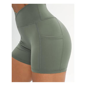 Pantalones cortos de Yoga de calidad premium, pantalones cortos deportivos de fitness de la mejor calidad, pantalones cortos de gimnasio de cintura para mujeres con bolsillo lateral, pantalones cortos de yoga - Product Image 1