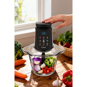 Procesador de Alimentos KC-8250 con Motor Potente de 500W, Recipiente de Vidrio de 3L, 9 Cuchillas de Titanio, Control Táctil, 220-240V 50/60Hz, Negro - Product Image 4