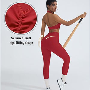 Ensemble de yoga à carreaux de haute qualité en 2 pièces pour femmes, vêtements de sport personnalisés pour la salle de sport, vêtements de sport respirants, lifting des fesses, contrôle du ventre, entraînement - Product Image 4