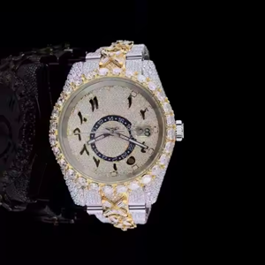 Montre de luxe en acier inoxydable VVS Moissanite Diamond Icedown faite à la main, mouvement automatique de haute qualité, nouvelle montre à cadran - Product Image 1