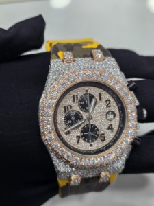 Montre analogique mécanique Miyota 41 mm, boîtier en acier inoxydable, bracelet en caoutchouc jaune et noir, cadran en cristal saphir avec fonction date automatique - Product Image 1