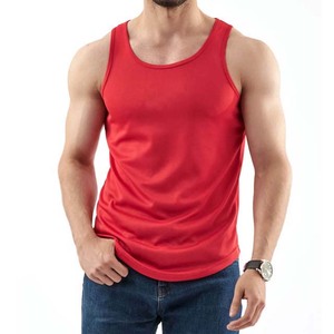 Men's <b>Red</b> Solid Color O-Neck Sleeveless Knitted <b>Tank</b> <b>Top</b> Casual Wear - Product Image 2
