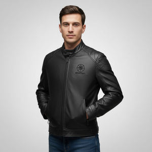 Chaqueta Bomber de Cuero de Invierno con Forro de Lona de Alta Calidad, Cuello Alto, Mangas Suaves y Ribetes Acanalados - Product Image 4