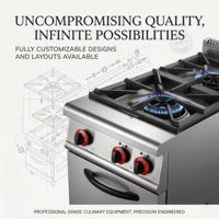 Cuisinière à gaz commerciale autonome à 6 brûleurs avec four pour hôtel et restaurant