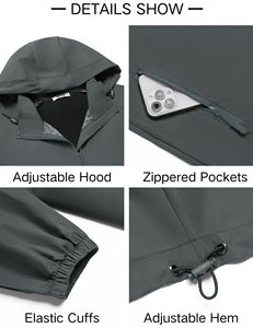 Streetwear personnalisé pour hommes Vestes d'extérieur 100% Polyester/POLYESTER / NYLON Fermeture à glissière Veste softshell à fermeture éclair - Product Image 3