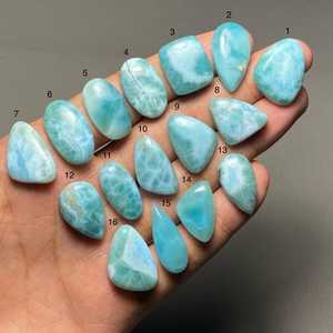 Larimar Cabochon สีน้ำเงินธรรมชาติที่มีรูปแบบคลื่นทะเลเหมาะสำหรับจี้แหวนต่างหูและเครื่องประดับพรีเมี่ยม - Product Image 2