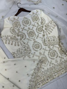 Colección de Vestidos Salwar Kameez Dupatta de Seda Banarasi con Tejido Pesado para Novia, Estilo Walima, Especial para Bodas y Compromisos - Product Image 6