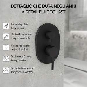 Mitigeur de douche encastré Femme Koricini avec inverseur noir mat - Product Image 2