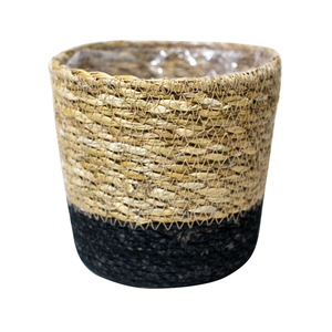 Panier en jonc de mer biodégradable fait à la main pour pépinière, bureau à domicile, pots de plantes cousus décoratifs - Product Image 1