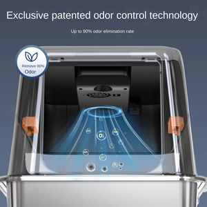 Bac à litière pour chat extra large avec pelle Contrôle efficace des odeurs Bac à litière fermé facile à nettoyer en acier inoxydable et plastique - Product Image 6