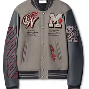 เสื้อแจ็กเก็ตทีมเบสบอลผ้ากำมะหยี่สำหรับผู้ชายเสื้อแจ็กเก็ตทีมเบสบอลปักลายด้วยกำมะหยี่ - Product Image 3