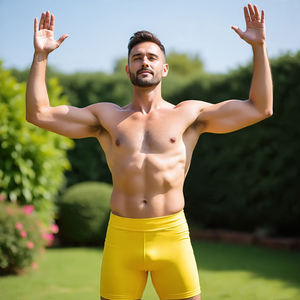 Pantalones cortos atléticos para gimnasio, cintura elástica para hombre, ropa para correr, pantalones cortos de compresión para hombre, pantalones cortos de Yoga para entrenamiento de poliéster 100% para hombre - Product Image 4