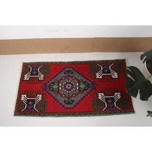 พรมขนาด 1.8x3.37 ฟุต, พรมตุรกีขนาดเล็ก, พรมลายอิคัตสีแดง - Product Image 3