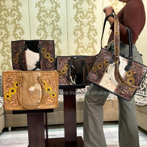 New Arrival Real Cowhide Fur <b>Tote</b> <b>Bag</b> Stylish Leather Purse Hair on Hide Carving Hand <b>Tooled</b> <b>Bags</b> for Women's Multi Use - Product Image 2