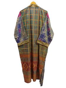 Robe indienne Floral soie Sari Kimono Vintage Sari Robe douce plage Robe de soirée indien fait à la main Kimono en soie - Product Image 4