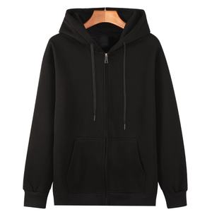 Sweats à capuche zippés de couleur unie pour hommes Veste décontractée ample de grande taille à la mode avec capuche brodée Sweats à capuche et veste - Product Image 6