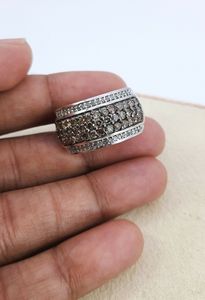 Bague de fiançailles en argent JEWELSPAARK avec diamant brun naturel de 1,88 ct, à plusieurs rangs et large bande - Bijoux tendance pour femmes, pour mariage et anniversaire - Product Image 3