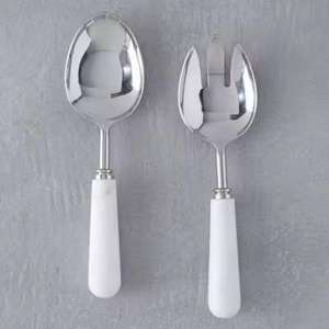 Concessionnaire professionnel de l'ensemble de service de salade à poignée ronde en marbre de conception durable - Product Image 1