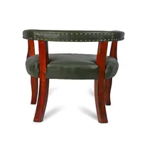 Fauteuil à bascule en cuir véritable français de luxe antique, avec structure en laiton, fait main, mobilier moderne pour intérieur, maison ou bureau, siège bas.