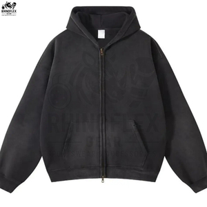 Sudadera con Capucha y Cremallera de Alta Calidad, 100% Algodón, Lavado Ácido, Serie High Street, Lavado Básico, Mezcla de Algodón, Sudadera con Capucha y Cremallera con Lavado Ácido - Product Image 1