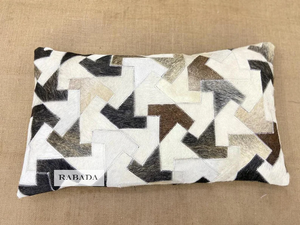 Nueva colección 2023, funda de almohada de cuero de vaca, funda de cojín de retazos gris/blanco, funda de almohada de madera hecha a mano, decoración del hogar - Product Image 5