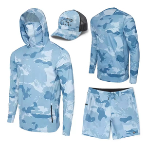 Completo da Pesca OEM UPF 50, Maglietta a Maniche Lunghe con Cappuccio, Abbigliamento da Pesca Personalizzato, Pantaloncini da Uomo ad Asciugatura Rapida, Felpa con Cappuccio da Pesca - Product Image 2