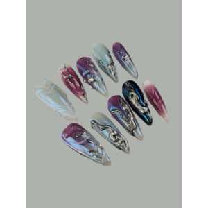 Uñas Postizas con Efecto Electrochapado Morado - Product Image 2