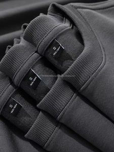 Sudadera con capucha de color sólido de 350 g/m² para hombre, gris oscuro, otoño, talla grande, cuello redondo, unisex - Product Image 2