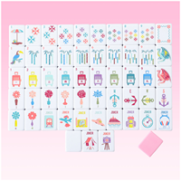 Mahjong moderne bicolore rose en mélamine, tuiles transparentes en cristal américain, 160 pièces, thème voyage et vacances, table de Mahjong