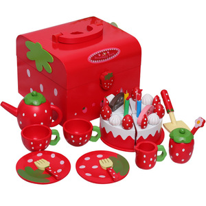 Juguetes de madera para juegos de imitación para niños para fiestas de té, verduras, pastel de cumpleaños, frutas, juego de cubiertos para cenas informales - Product Image 6