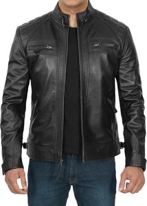 Veste d'extérieur en cuir de vache véritable, veste d'hiver, taille et poignets ajustables, col montant, fermeture éclair intégrale, veste de sport respirante, OEM - Product Image 2
