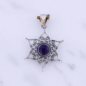 Colgante de amatista Premium con piedras preciosas naturales y joyas de plata para mujer - Product Image 3