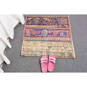 พรมตุรกีโบราณขนาด220x210ซม. สีเบจสีฟ้าตกแต่งสไตล์ชาติพันธุ์การเย็บปะติดปะต่อกันดีไซน์คลาสสิกผ้าขนสัตว์ยางห้องโถงสี่เหลี่ยมผืนผ้า - Product Image 5