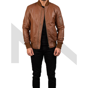 Pakistan Factory Veste en cuir véritable pour hommes Streetwear élégant avec col montant et manteau à la mode en toile - Product Image 1