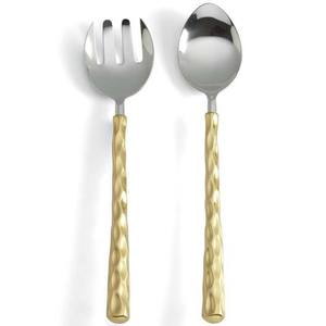 ชุดเครื่องมือทำสลัดที่เป็นมิตรต่อสิ่งแวดล้อมทำจากสแตนเลสสตีลด้ามยาวช้อนและส้อมเสิร์ฟสลัดสุดหรูมีด้ามยาว - Product Image 2