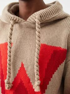 Suéter Jacquard de algodón 100% personalizado para personas mayores, suéter de punto con capucha para hombres con patrón de estampado, prendas de punto holgadas de invierno - Product Image 3