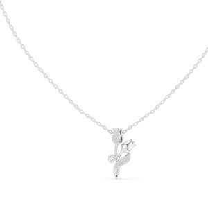 Collier Fleur de Tulipe en Diamant Cultivé en Laboratoire 0,079 CT VVS-VS EF, Coupe Ronde Brillante, Or 18 carats, 14 carats, Or Rose, Or Jaune, Or Blanc - Product Image 3