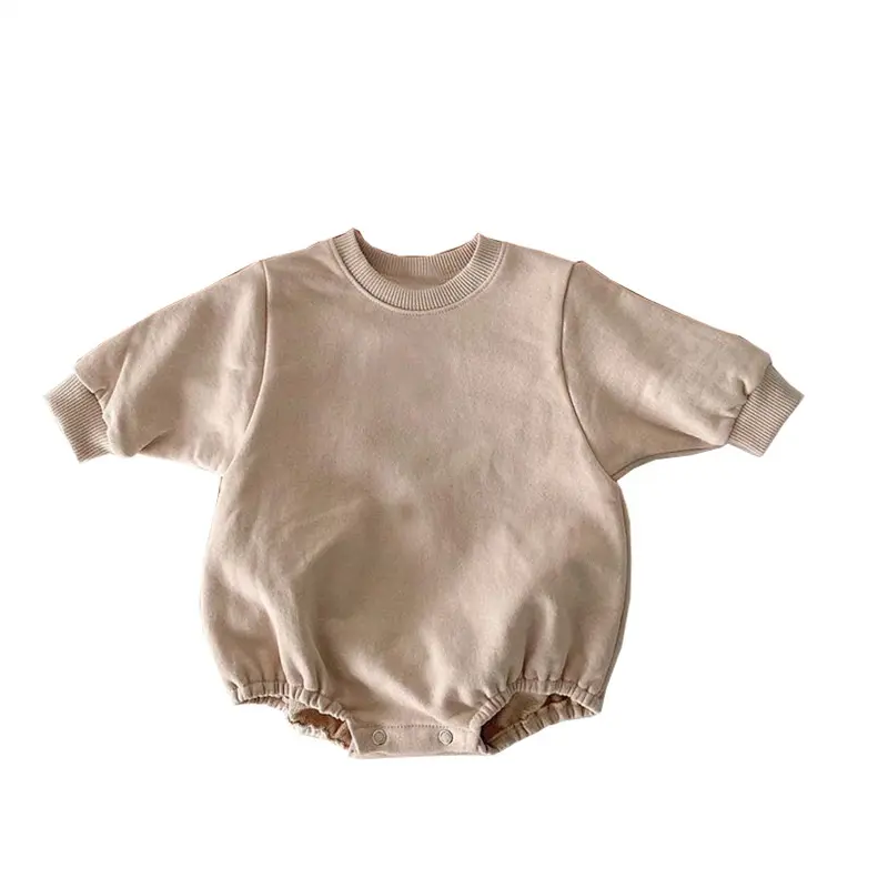 2024 venta al por mayor de ropa de bebé personalizada fábrica de manga larga otoño francés Terry mangas caídas algodón orgánico bebé sudadera mameluco