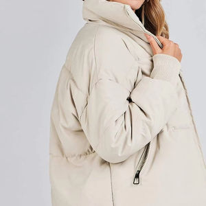 Chaqueta de Invierno Acolchada con Capucha para Mujer, Abrigo Cálido con Cierre Frontal, Estilo Informal, Grueso, Acolchado, para Clima Frío, Uso Diario, Algodón - Product Image 1