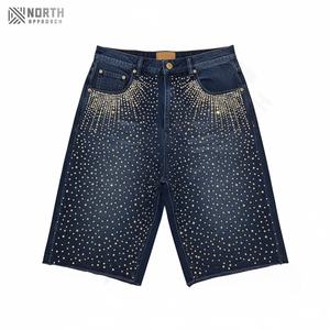 กางเกงขาสั้นผ้าเดนิมเอวสูงสำหรับผู้ชายกางเกงขาสั้นผ้ายีนส์แบบลำลองซักเบาระบายอากาศฤดูร้อนฤดูหนาวออกแบบโลโก้ได้ตามต้องการ - Product Image 1