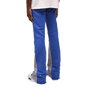 Pantalons de survêtement d'hiver pour hommes, de haute qualité, style vintage à jambes larges et évasées avec décor à motifs superposés - Product Image 4