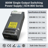 SCN-800 Switching Power Supply 800W 12V 24V 48V Single Output AC DC Industrial PSU High Efficiency Regulated SMPS Power Source