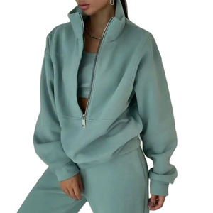 Sudadera con capucha personalizada con cremallera, Sudadera con capucha de gran tamaño con cuello levantado, Sudadera con capucha de invierno para mujer, Sudadera con capucha de tela tejida 2026 - Product Image 5