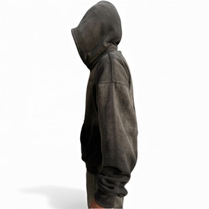 ชุดเซ็ตสเวตสูทผู้ชายทรงโอเวอร์ไซส์แบบปกติ พิมพ์ลาย ผ้าหนา สองชั้น สีดำ ผ้าเฟรนช์เทอร์รี่ เสื้อฮู้ดทรงบาน ขากระบอกใหญ่ - Product Image 4