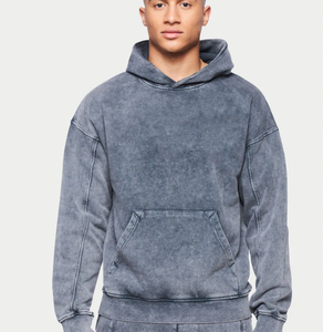 Sudadera deportiva transpirable de peso pesado con estampado Digital Vintage para hombre, pantalones con capucha recortados de lavado ácido de algodón 100% - Product Image 6
