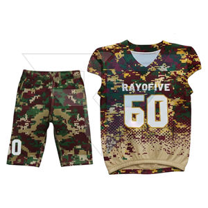 Maillot de football américain de haute qualité 100% polyester à manches courtes, séchage rapide et respirant, accessoires inclus - Product Image 1