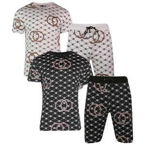 Ensemble de shorts décontractés pour hommes, nouveau pour l'hiver, avec t-shirt à manches courtes en velours, 100% coton, vêtements de sport, haut et shorts - Product Image 6